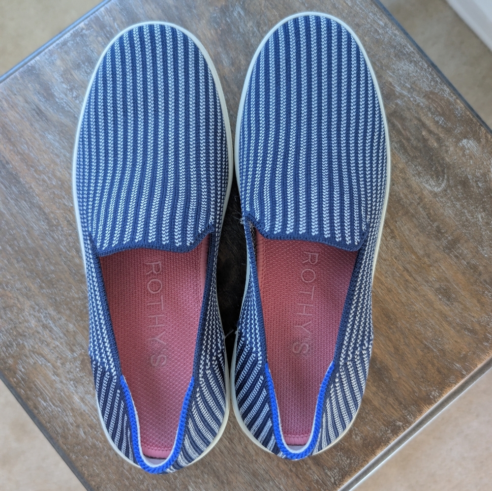 Rothy's Original Slip On Sneakers "Riviera Pinstripe"